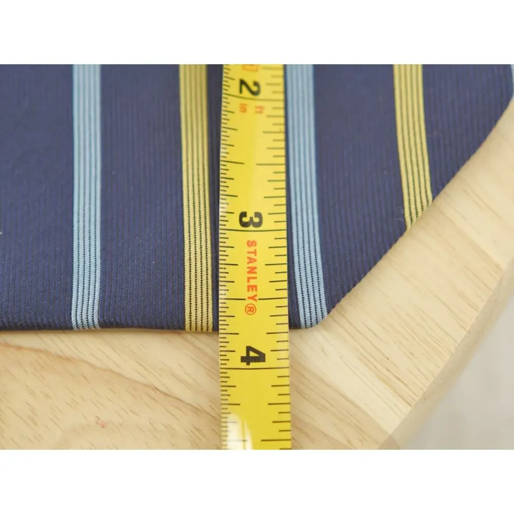 Brooks Brothers Tie Makers Line Blue Repp Silk yellow blue Stripes